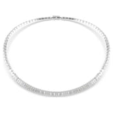 Matrix necklace Baguette cut, White, Rhodium plated